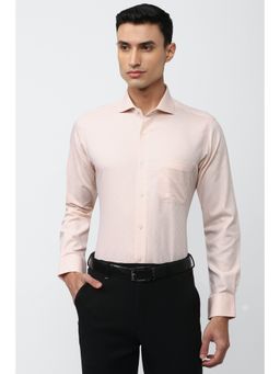 Van Heusen - Men Peach Regular Fit Print Full Sleeves Formal Shirt