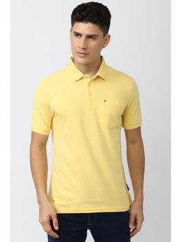 Van Heusen - Men Yellow Solid Collar Neck T-Shirt