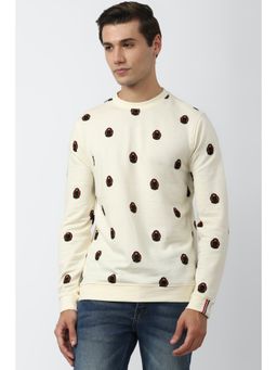 Van Heusen - Men Cream Print Crew Neck Sweatshirt