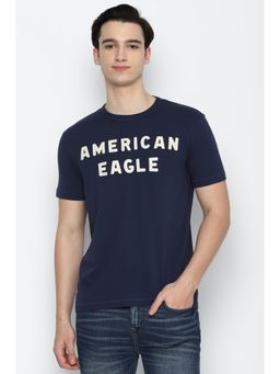 American Eagle - Men Blue Super Soft Graphic T-Shirt