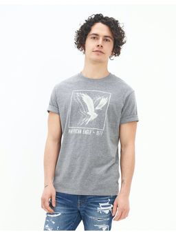 American Eagle - Men Grey Super Soft Graphic T-Shirt