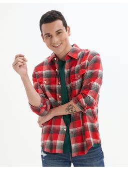 American Eagle - Men Red Super Soft Flannel Shirt