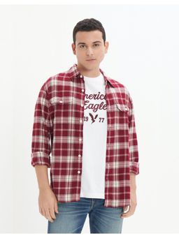 American Eagle - Men Red Super Soft Flannel Shirt