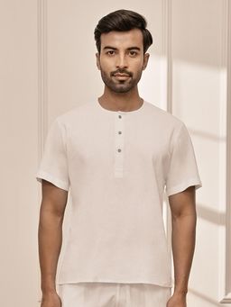 Vastramay - Men Off White Cotton Flex Yoga Kurta