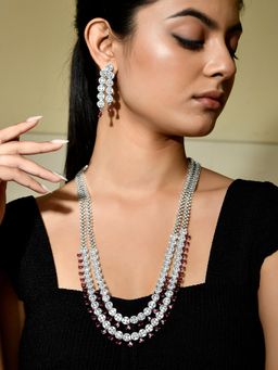 Voylla - Sparkling Elegance Ruby Glimmer American Diamond Jewellery Set