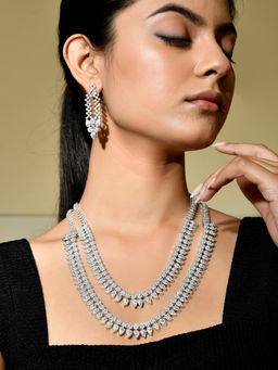Voylla - Sparkling Elegance Enigmatic Sparkle American Diamond Jewellery Set