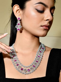 Voylla - Sparkling Elegance Glamorous Layers American Diamond Jewellery Set