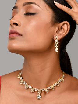 Voylla - Sparkling Essential Glorious Gold American Diamond Jewellery Set