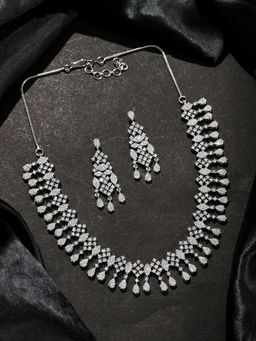 Voylla - Sparkling Opulance Elegant Teardrop American Diamond Jewellery Set