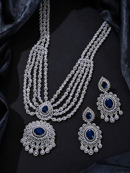 Voylla - Sparkling Opulance Glorious Blue American Diamond Jewellery Set