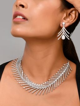 Voylla - Sparkling Essential Luxurious Crystal American Diamond Jewellery Set