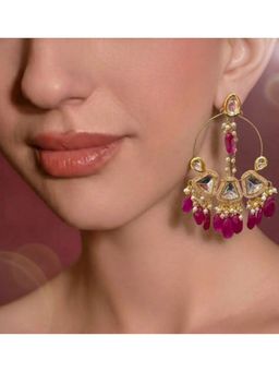 BEAUTY SPOT JEWELLERY - Floral Meenakari Kundan and Pearl Drop Chandbali Earrings