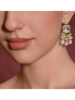 BEAUTY SPOT JEWELLERY - The Sia Kundan and Pastel Pink Drop Earrings