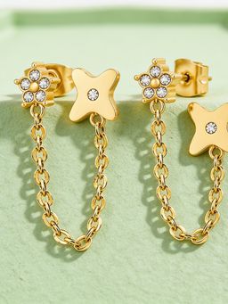 ELRA - White 18K Gold Plated Petal Link Ear Cuff