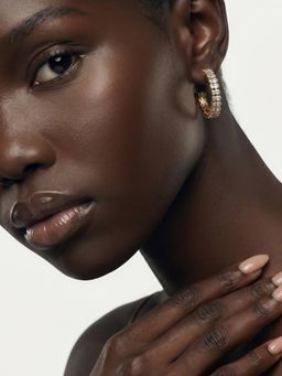Palmonas - White Crystal Tennis Hoop Earrings