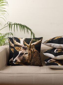 Jamio FIrati - Brown White Set Of 5 Square Cushion Covers