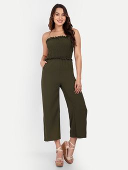 IKI CHIC - Army Green Off-shoulder Wide Leg Jumpsuit