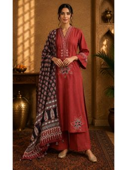 Sindh Fashion - Women Maroon Elegance Kurta With Pant And Dupatta