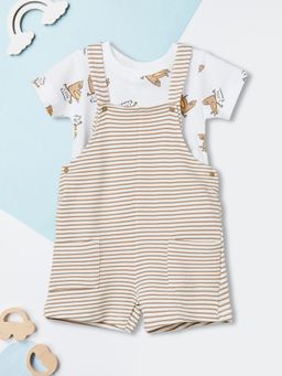 max - Boys Striped Dungaree with T-shirt