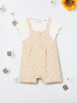 max - Girls Printed Dungarees with T-shirt