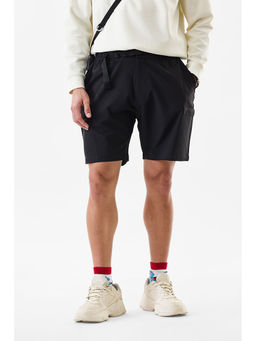 Snitch - Men Black Polyester Blend Shorts