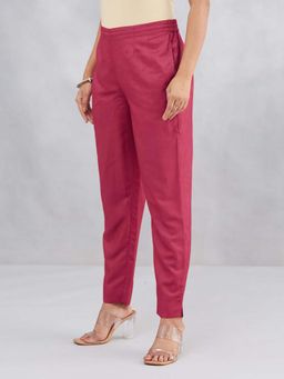 Fabindia - Magenta Viscose Silk Ethnic Pant
