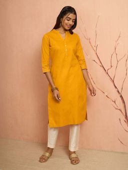 Vastramay - Women Yellow Cotton Kurta