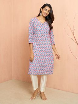 Vastramay - Women Grey Floral Angrakha Kurta