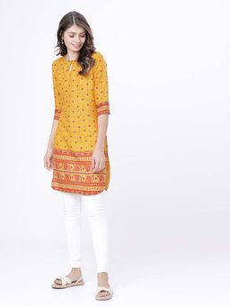 VISHUDH - Womens Yellow Straight Kurti