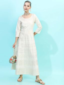 VISHUDH - Womens Anarkali Dress - Beige