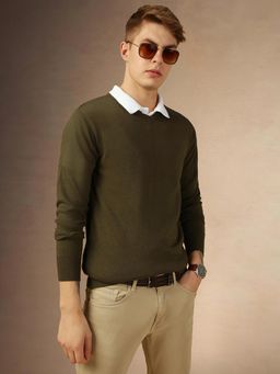 Dennis Lingo - Full Sleeve V Neck Solid Slim Fit Men Sweater