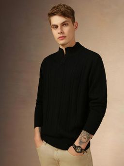 Dennis Lingo - Full Sleeve Mock Collar Solid Slim Fit Men Sweater