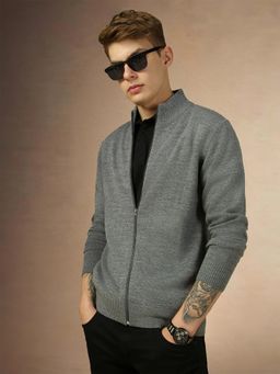 Dennis Lingo - Full Sleeve Mock Collar Solid Slim Fit Men Sweater