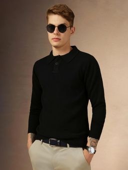 Dennis Lingo - Full Sleeve Polo Solid Slim Fit Men Sweater