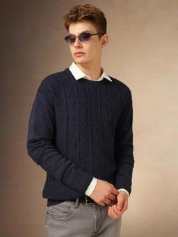 Dennis Lingo - Men Regular Fit Acrylic Full Sleeves Solid Sweater