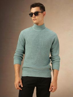 Dennis Lingo - Men Regular Fit Acrylic Solid Full Sleeves Turtle Neck Pullover Sweater
