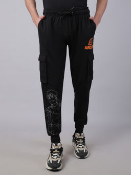 Free Authority - Official Naruto Shippuden Mens Black Graphic Printed Regular Fit Jogger