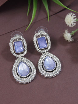 I Jewels - Silver Plated Purple Teardrop Shaped Earrings for Women