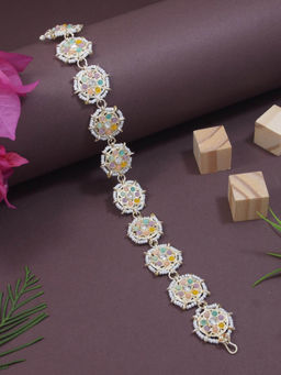 I Jewels - Traditional Floral Kundan and Pearl Sheeshphool Matha Patti