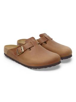 Birkenstock - Boston Unisex Narrow Width Cognac Natural Leather Oiled Mules
