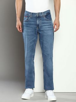 Tommy Hilfiger - Blue Straight Heavy-Wash Mid-Rise Jeans