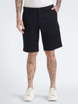 Tommy Hilfiger - Navy Blue Relaxed Solid Mid-Rise Shorts