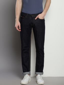 Tommy Hilfiger - Navy Blue Slim Fit Solid Mid-Rise Jeans
