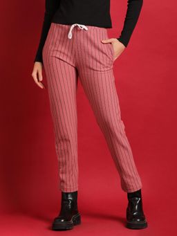 PINACOLADA - Women Pink Stripes Stylish Active & Evening Joggers