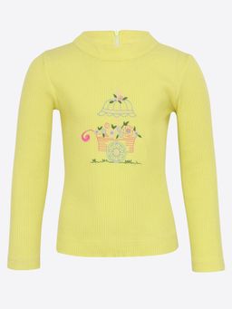 Cutecumber - Girls Knit Embroidered Green Top