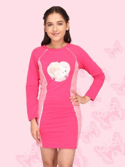 Cutecumber - Girls Hosiery Graphic Printed Full Sleeve Shift Dress