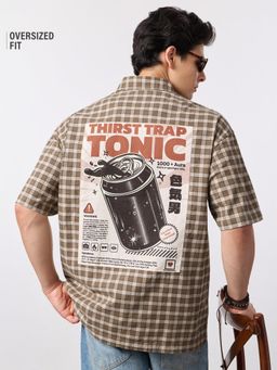 The Souled Store - Brown Printed Collar Neck Shirt
