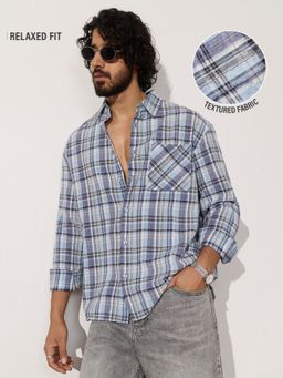 The Souled Store - Blue Checks Collar Neck Shirt