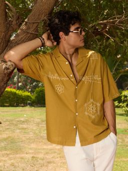 The Souled Store - Mustard Embroidered Collar Neck Shirt