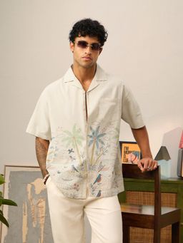 The Souled Store - Off White Printed Collar Neck Shirt